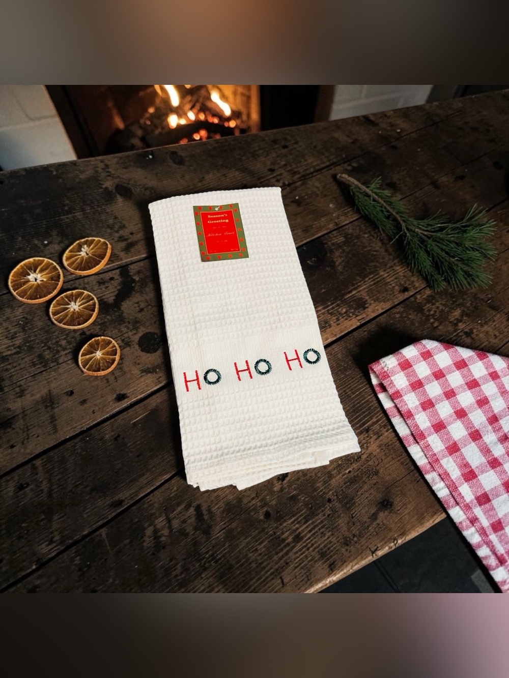 Season’s Greetings “Ho Ho Ho” Christmas Kitchen Towels – Set of 2